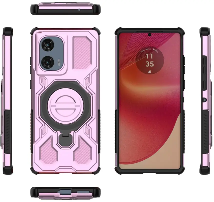 Motorola Edge 50 Fusion Hoesje MagSafe 360° Standaard Roze afbeelding 8