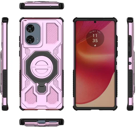 Motorola Edge 50 Fusion Hoesje MagSafe 360° Standaard Roze afbeelding 8