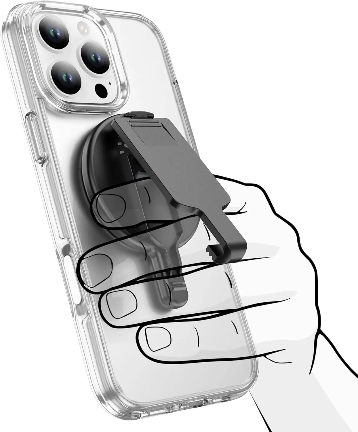 SBG Magnetische Magsafe Riemclip met Stand Functie voor Smartphone Zwart afbeelding 6