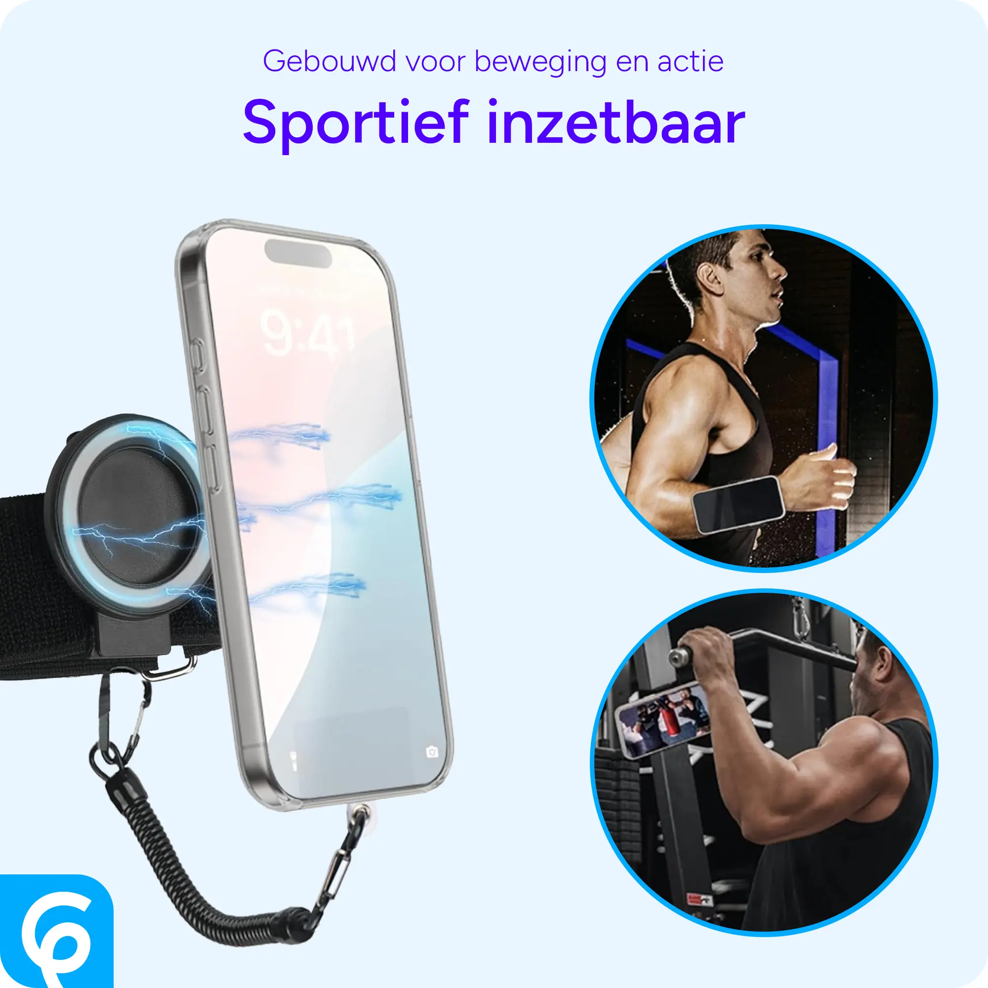 SBG Universele Magsafe Clip Set met Veiligheidskoord & Bevestigingsplaatje Zwart afbeelding 3