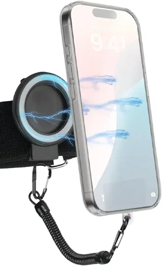 SBG Universele Magsafe Clip Set met Veiligheidskoord & Bevestigingsplaatje Zwart afbeelding 1