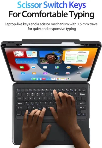 Dux Ducis DK iPad Air 13 (24/25/26) / Pro 12.9 (20/21/22) Hoes Toetsenbord Zwart afbeelding 9