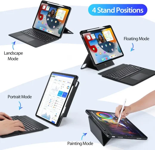 Dux Ducis DK iPad Air 13 (24/25/26) / Pro 12.9 (20/21/22) Hoes Toetsenbord Zwart afbeelding 7