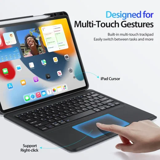 Dux Ducis DK iPad Air 13 (24/25/26) / Pro 12.9 (20/21/22) Hoes Toetsenbord Zwart afbeelding 10