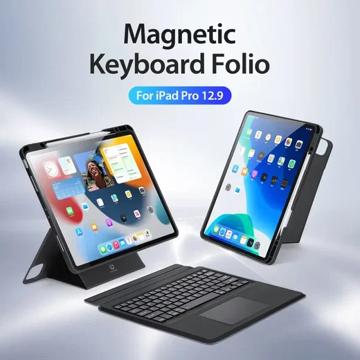 Dux Ducis DK iPad Air 13 (24/25/26) / Pro 12.9 (20/21/22) Hoes Toetsenbord Zwart afbeelding 3