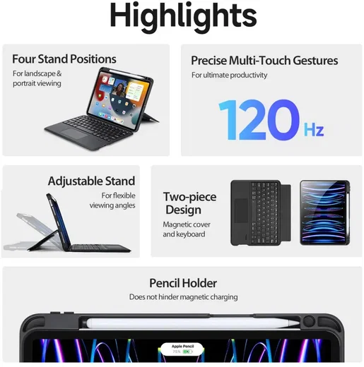 Dux Ducis DK iPad Air 11 (24/2526) / Air 10.9 (20/22) Hoes Toetsenbord Zwart afbeelding 4