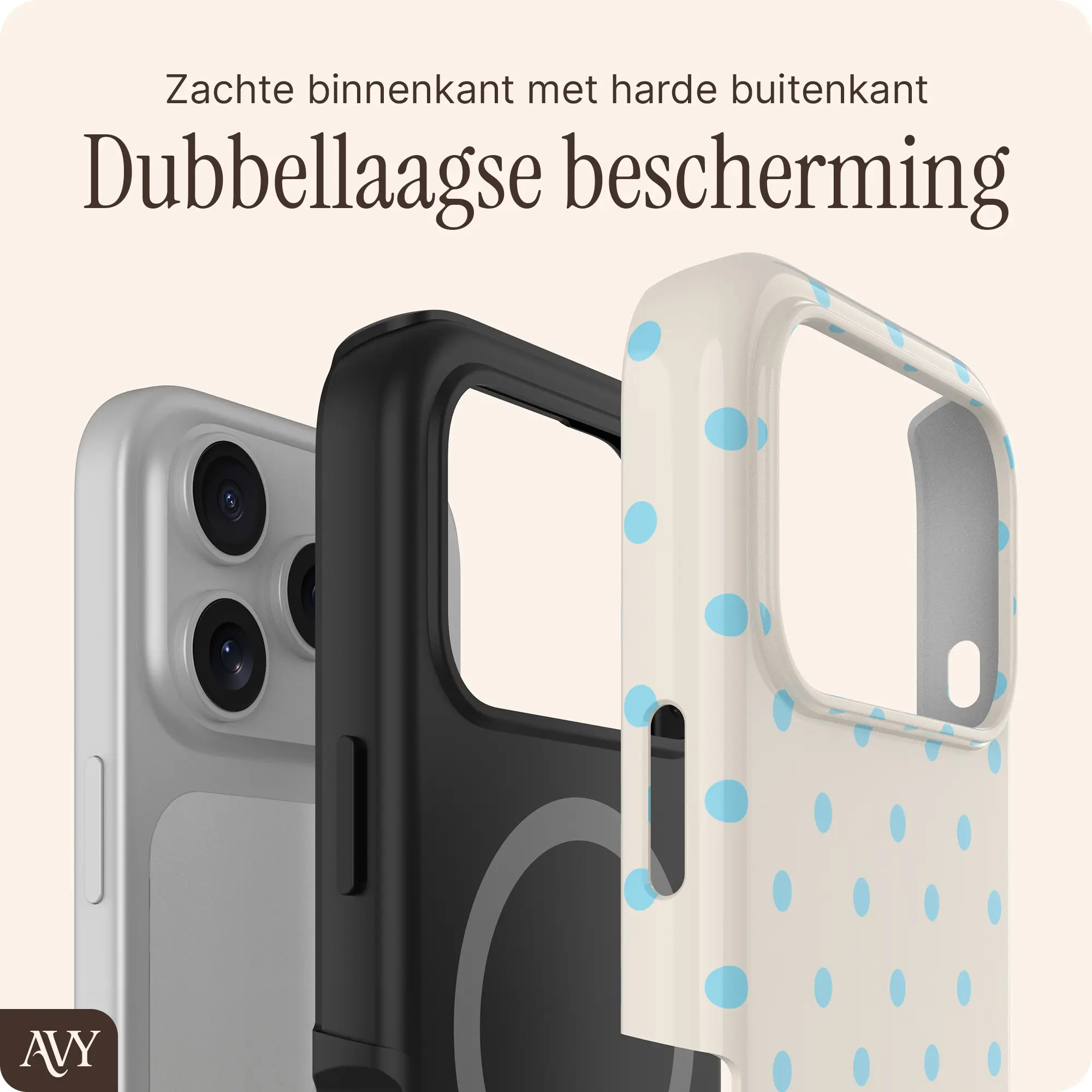 AVY Apple iPhone 17 Pro Hoesje MagSafe Back Cover Riviera Dots afbeelding 6