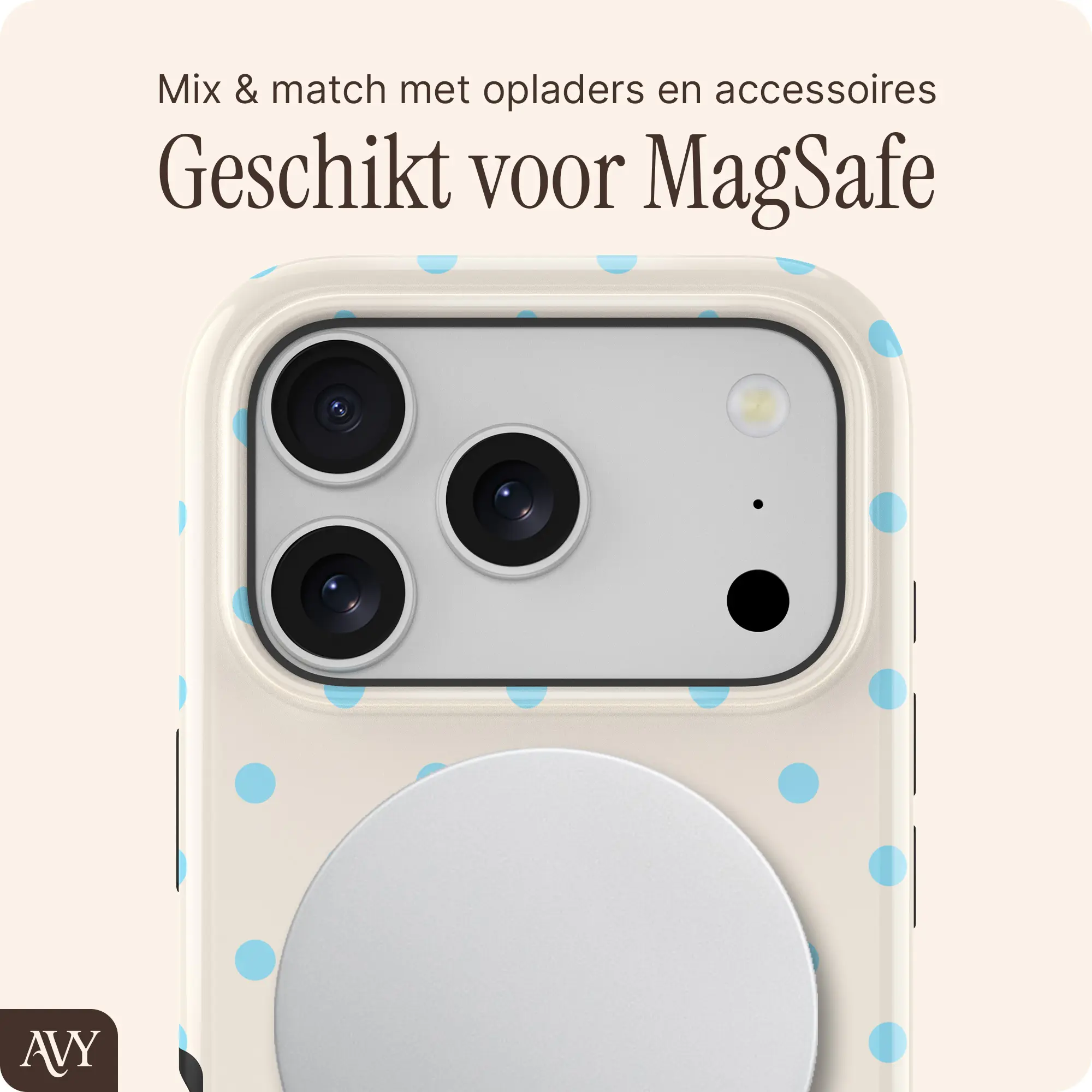AVY Apple iPhone 17 Pro Hoesje MagSafe Back Cover Riviera Dots afbeelding 7