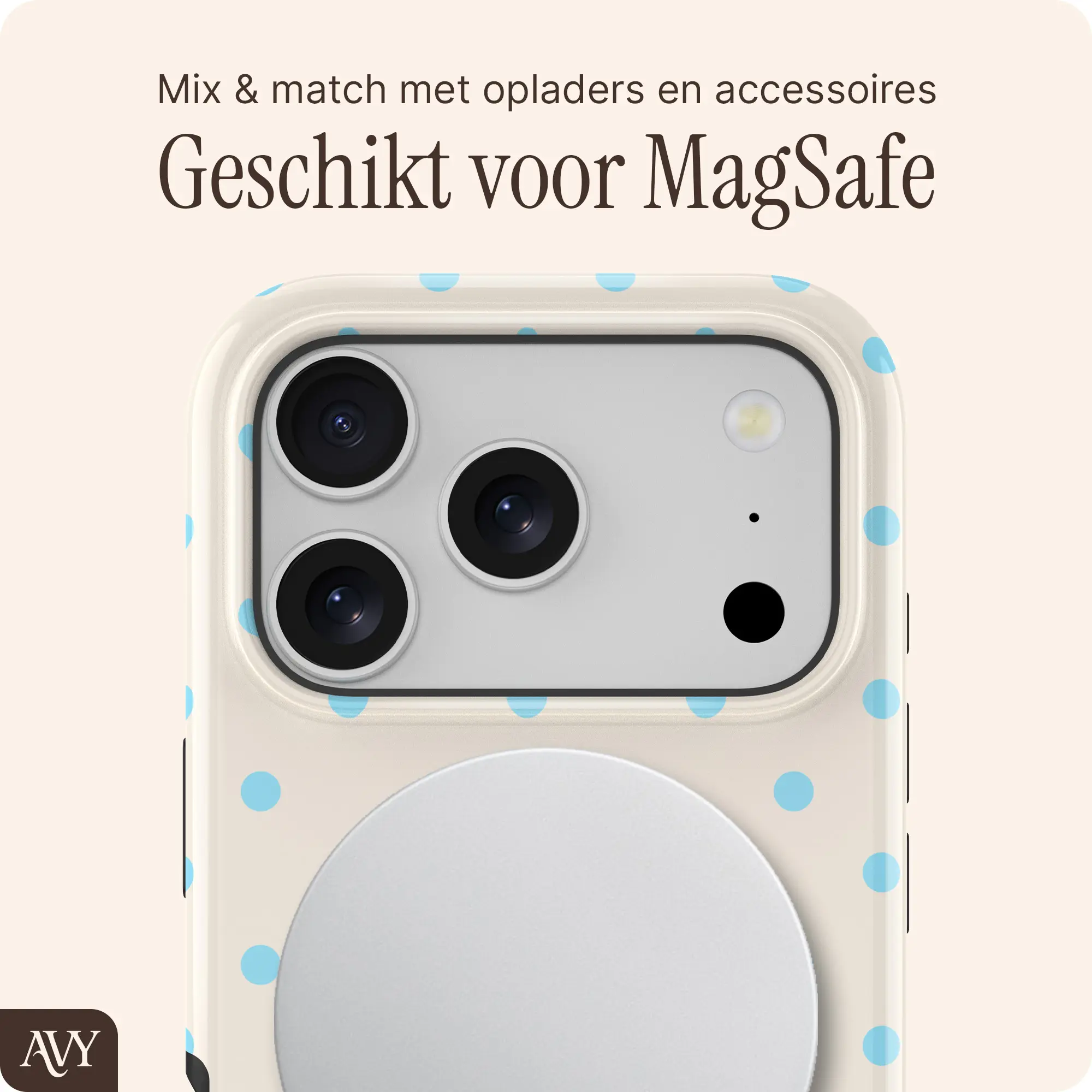 AVY Apple iPhone 17 Pro Max Hoesje MagSafe Back Cover Riviera Dots afbeelding 7