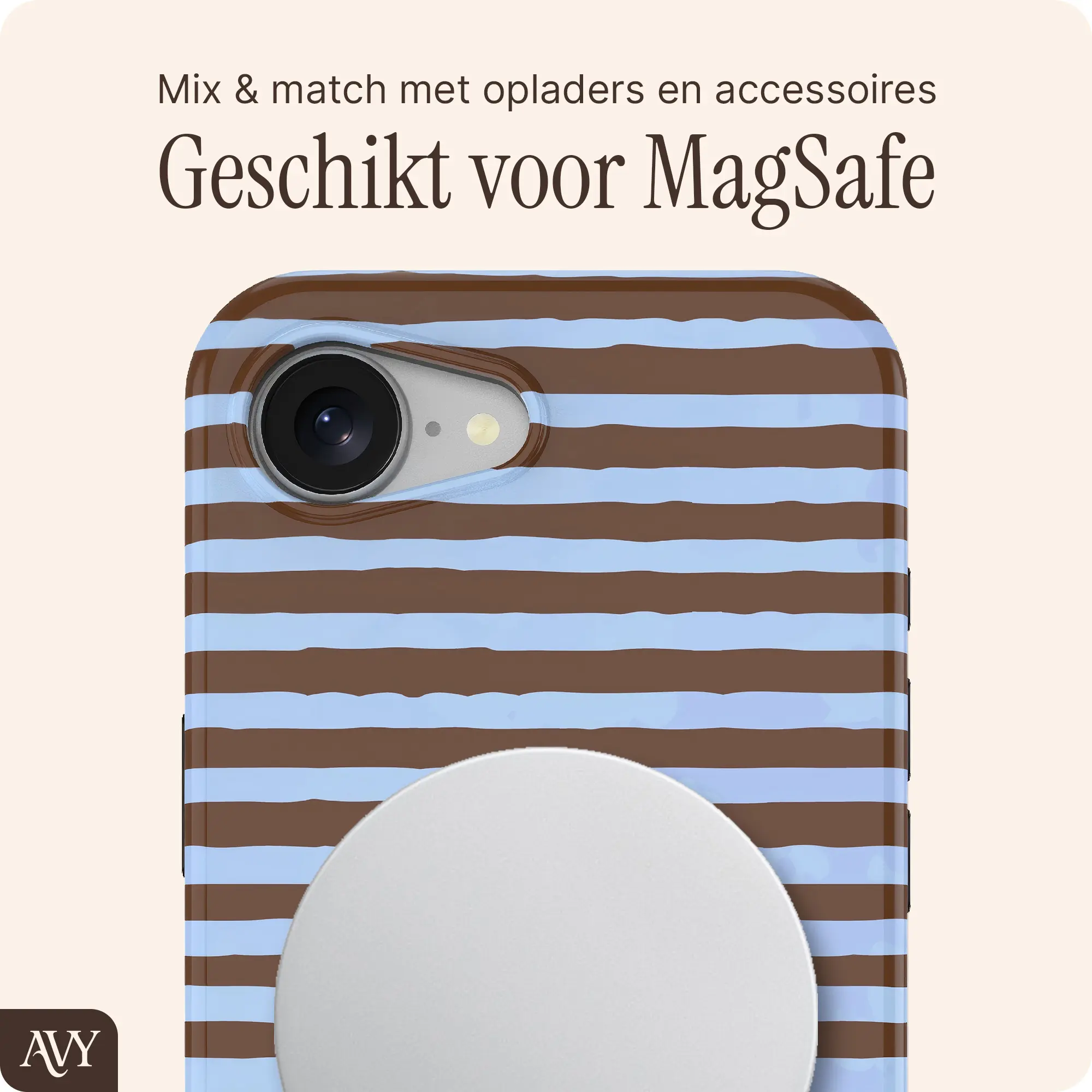 AVY Apple iPhone 17e / 16e Hoesje MagSafe Back Cover Ocean Latte afbeelding 7
