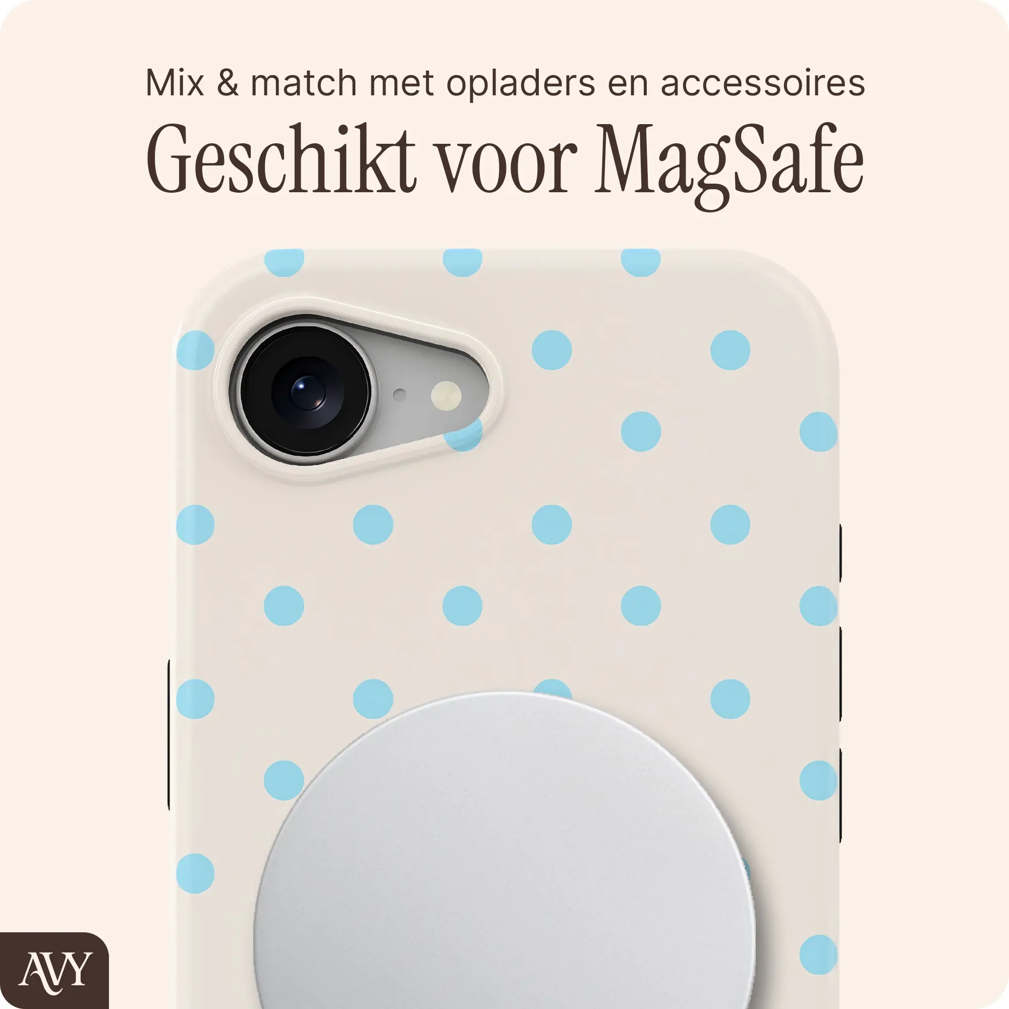 AVY Apple iPhone 17e / 16e Hoesje MagSafe Back Cover Riviera Dots afbeelding 7