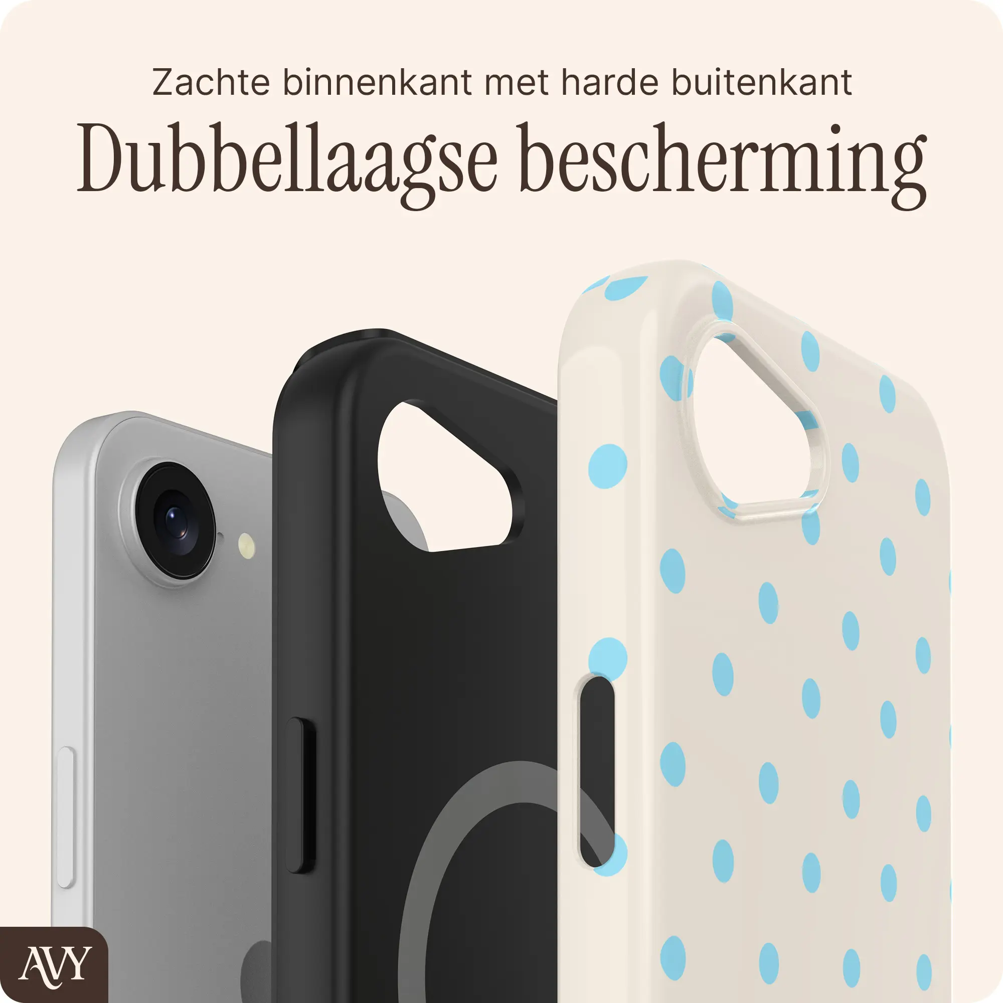 AVY Apple iPhone 17e / 16e Hoesje MagSafe Back Cover Riviera Dots afbeelding 6