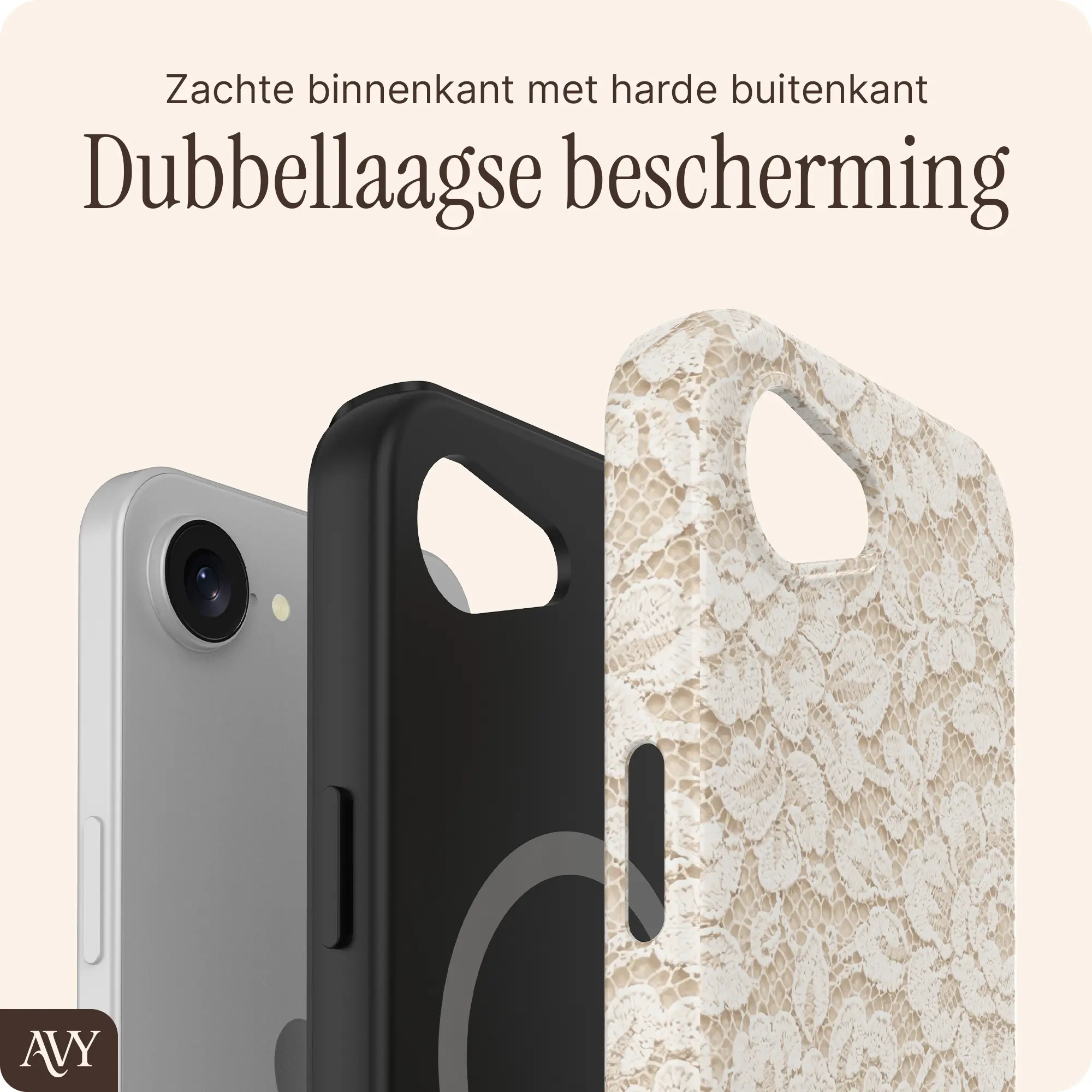 AVY Apple iPhone 17e / 16e Hoesje MagSafe Back Cover Vintage Lace afbeelding 6