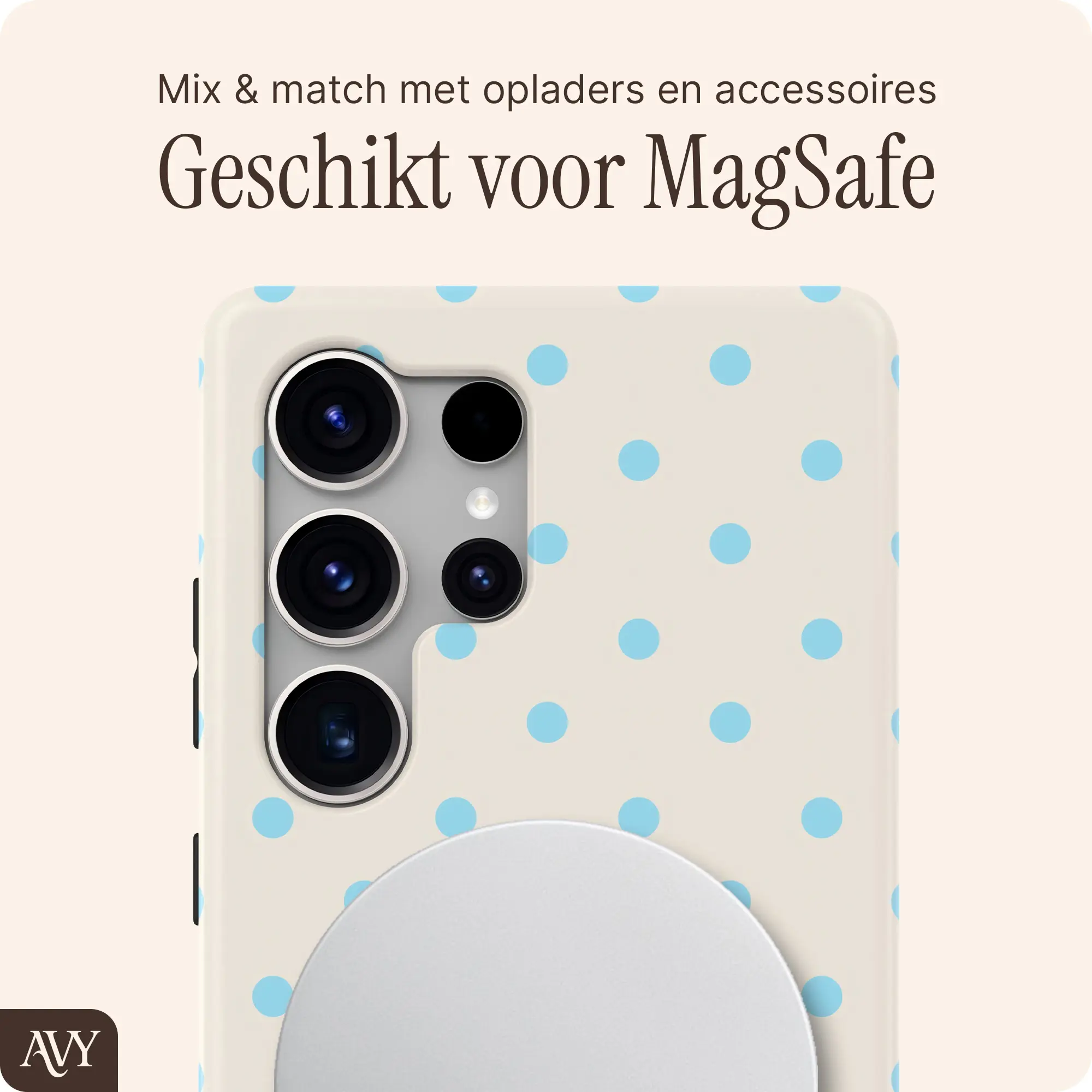 AVY Samsung Galaxy S25 Ultra Hoesje MagSafe Back Cover Riviera Dots afbeelding 6
