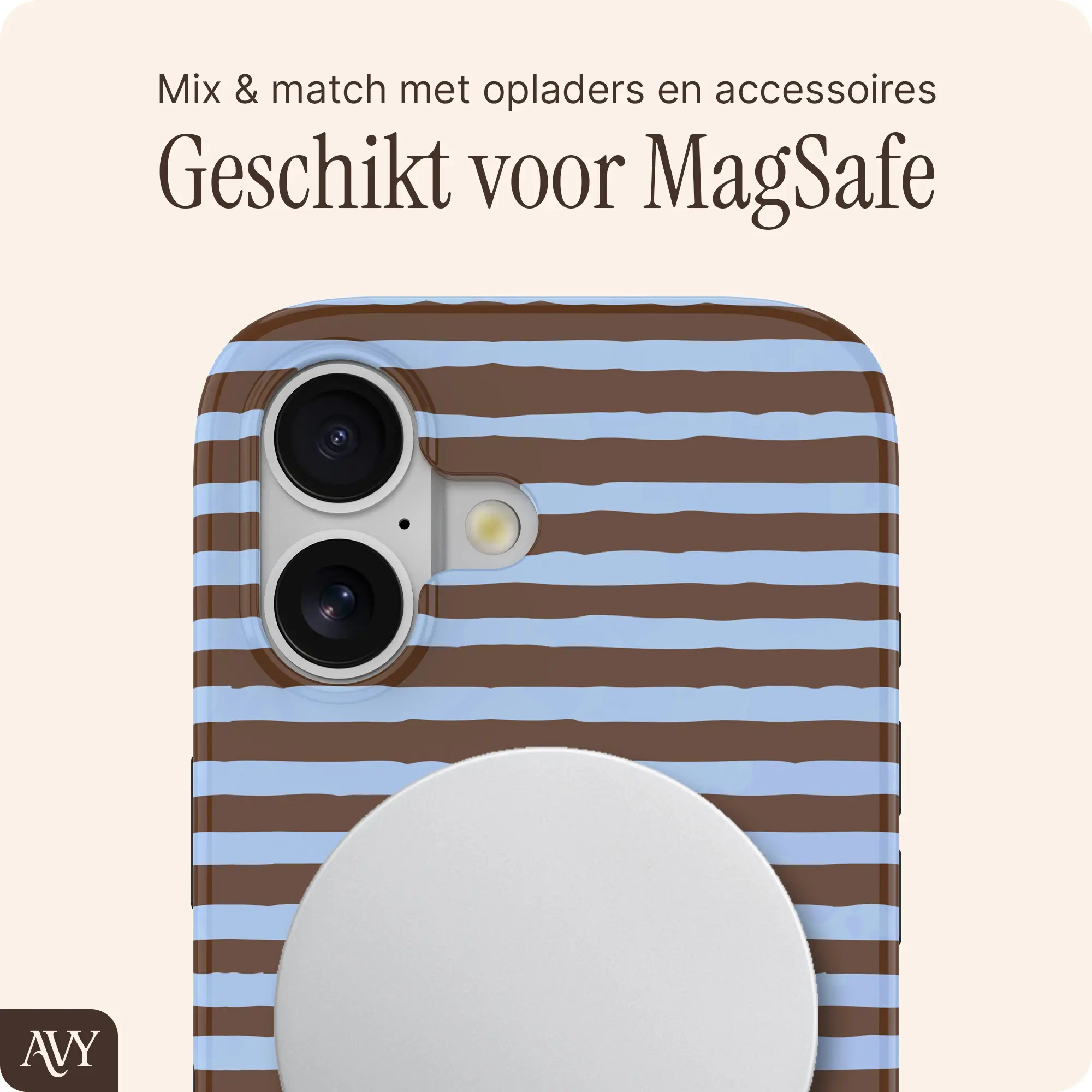 AVY Apple iPhone 16 Hoesje MagSafe Back Cover Ocean Latte afbeelding 7