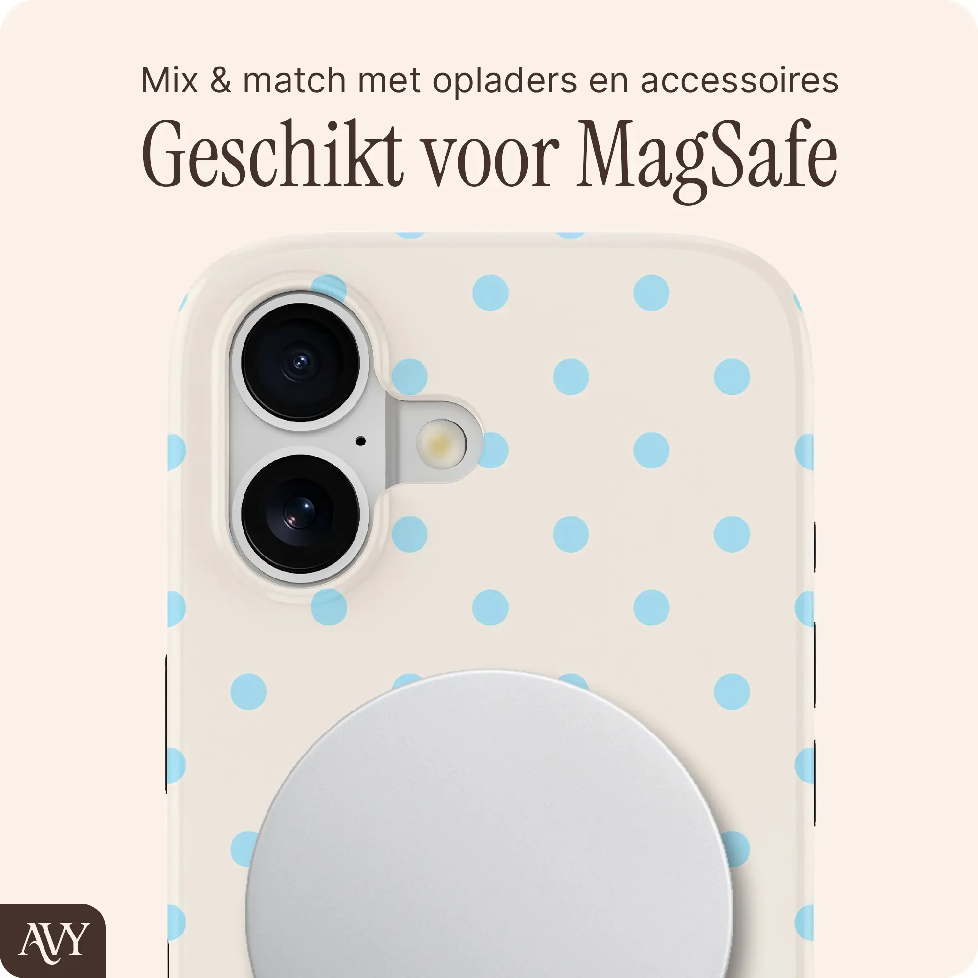 AVY Apple iPhone 16 Hoesje MagSafe Back Cover Riviera Dots afbeelding 7