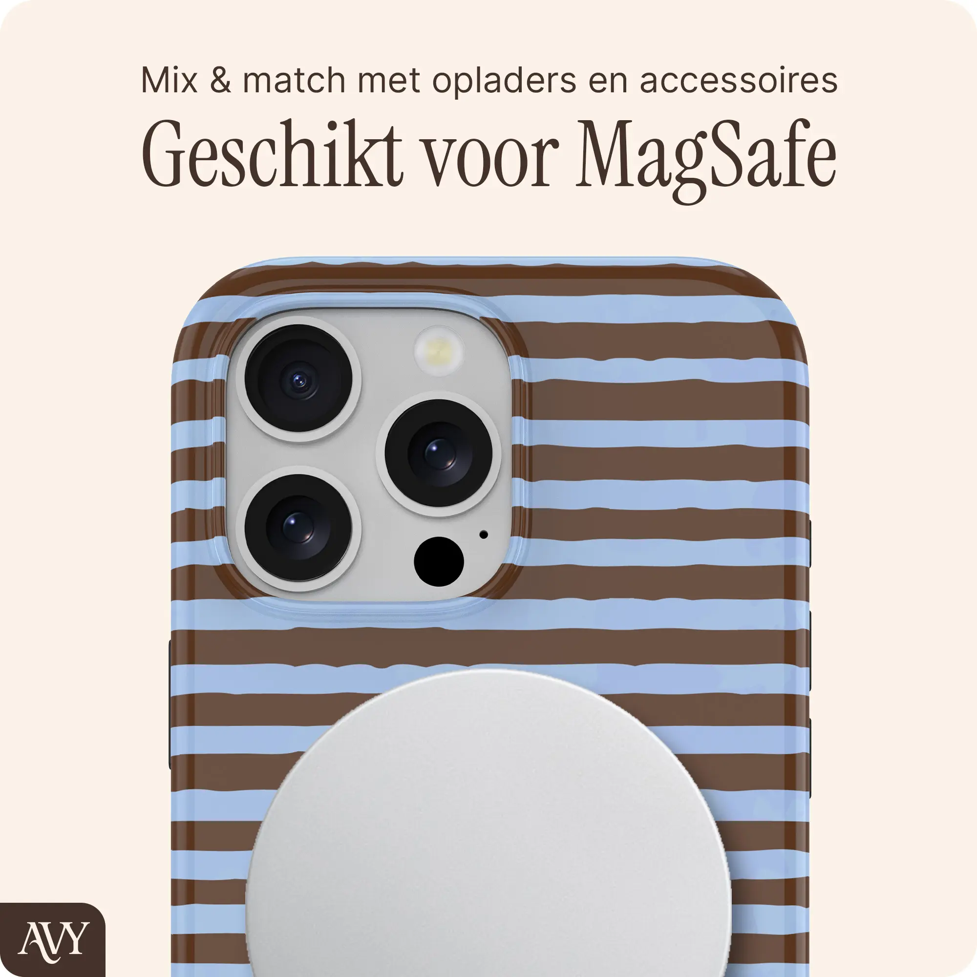 AVY Apple iPhone 16 Pro Hoesje MagSafe Back Cover Ocean Latte afbeelding 7
