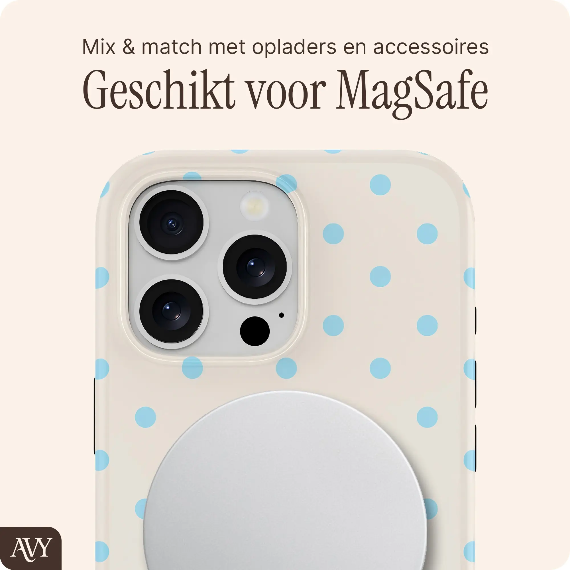 AVY Apple iPhone 16 Pro Max Hoesje MagSafe Back Cover Riviera Dots afbeelding 7
