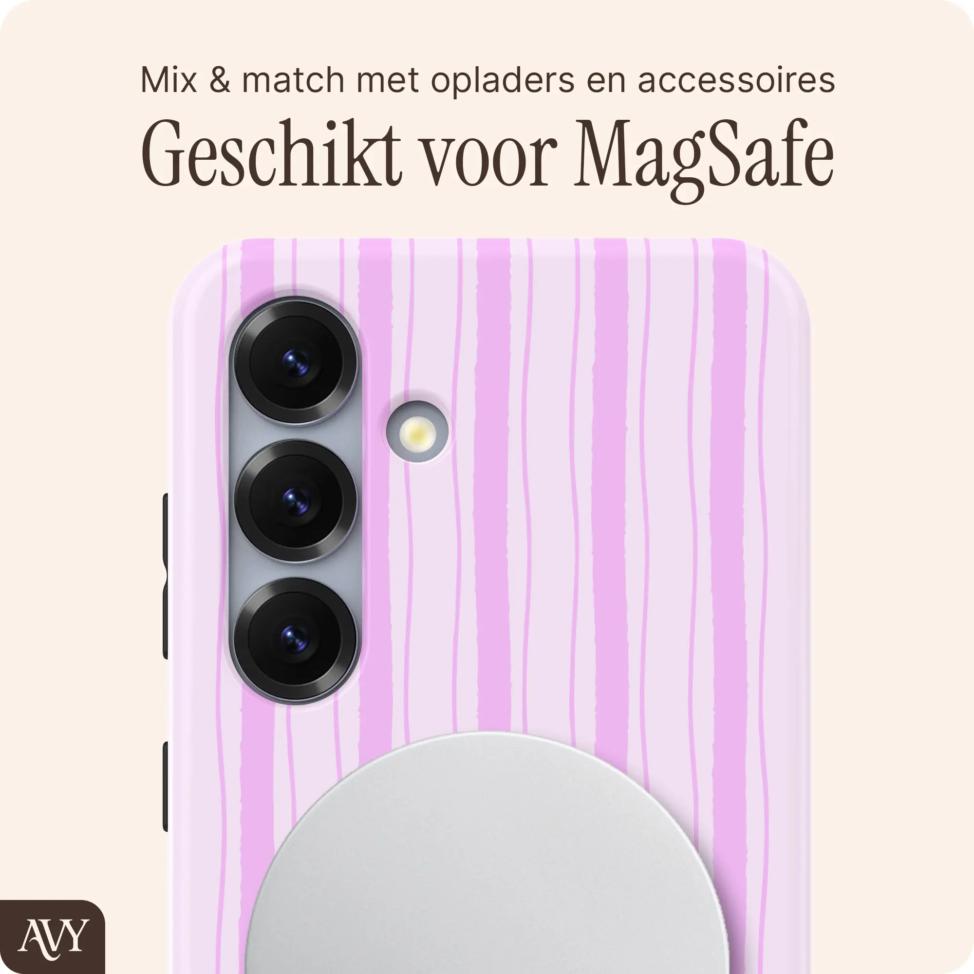 AVY Samsung Galaxy S24 Hoesje MagSafe Back Cover Pink Horizon afbeelding 6