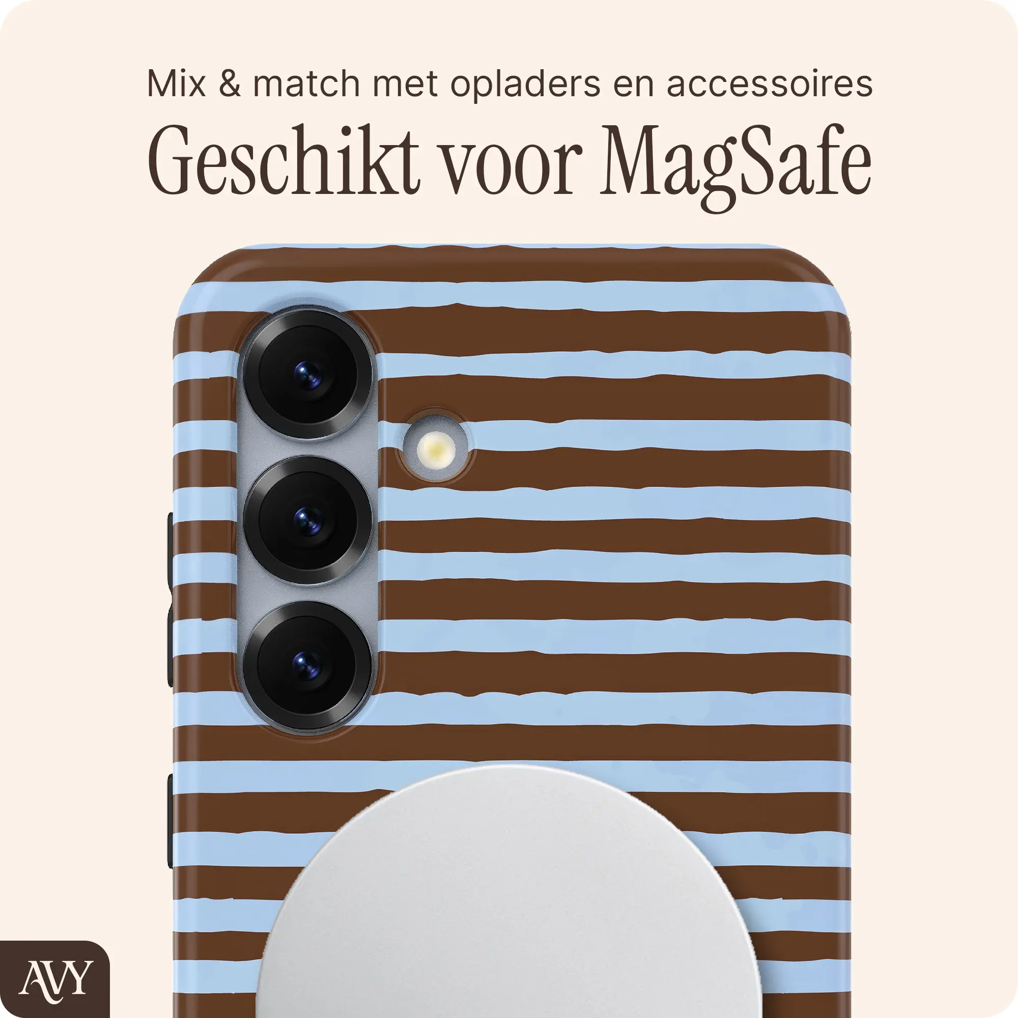 AVY Samsung Galaxy S24 Hoesje MagSafe Back Cover Ocean Latte afbeelding 6