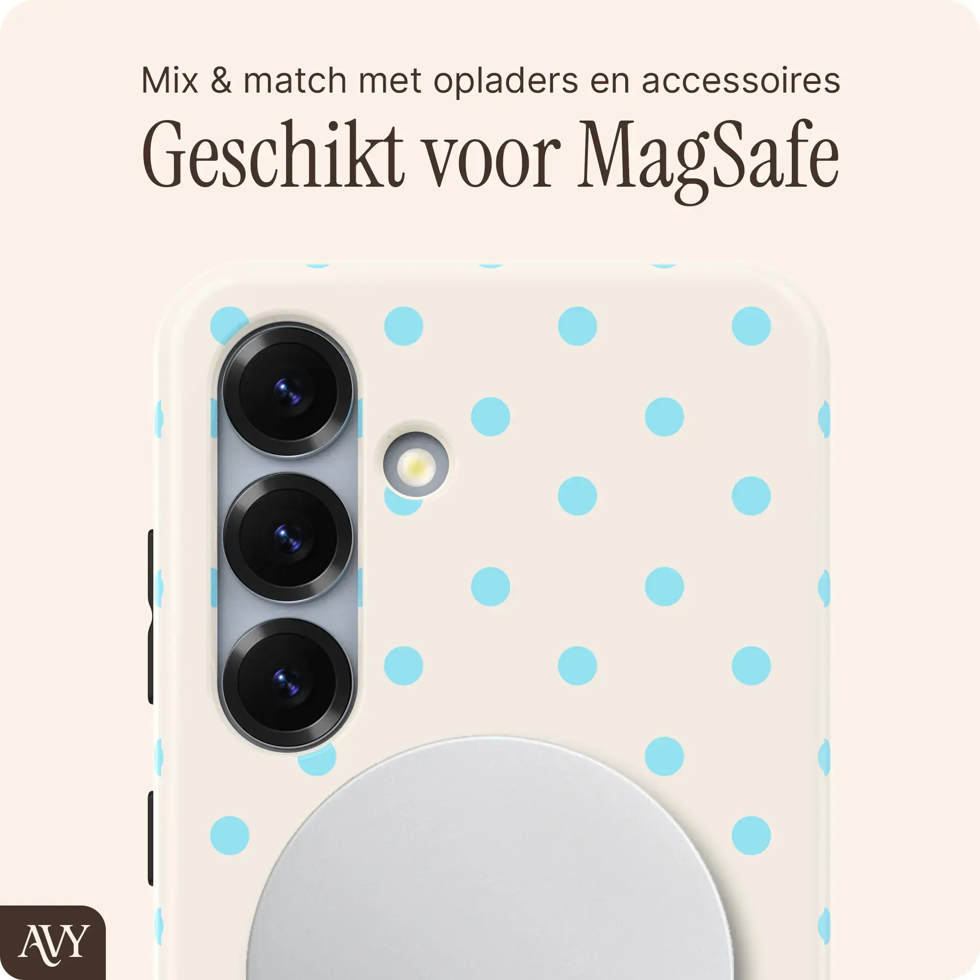 AVY Samsung Galaxy S24 Plus Hoesje MagSafe Back Cover Riviera Dots afbeelding 6