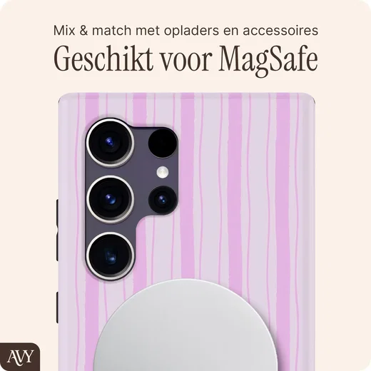 AVY Samsung Galaxy S24 Ultra Hoesje MagSafe Back Cover Pink Horizon afbeelding 6
