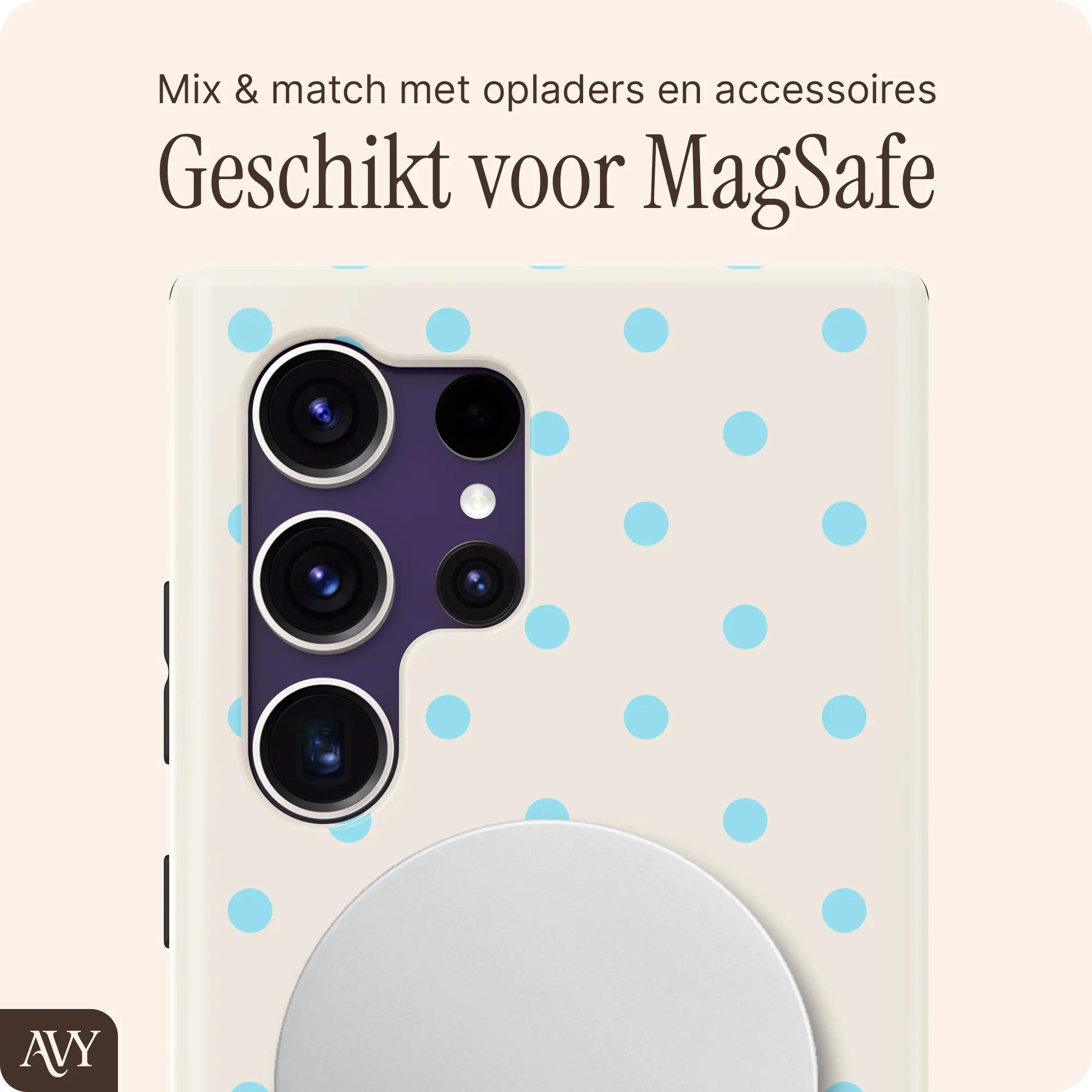 AVY Samsung Galaxy S24 Ultra Hoesje MagSafe Back Cover Riviera Dots afbeelding 6