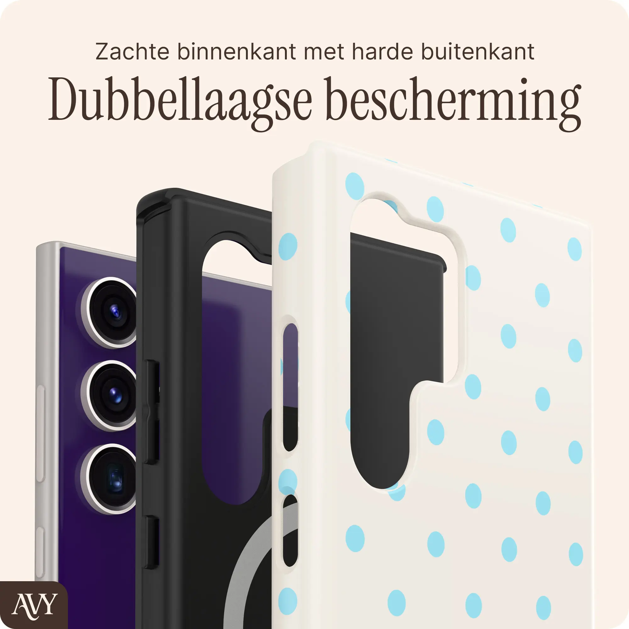 AVY Samsung Galaxy S24 Ultra Hoesje MagSafe Back Cover Riviera Dots afbeelding 5