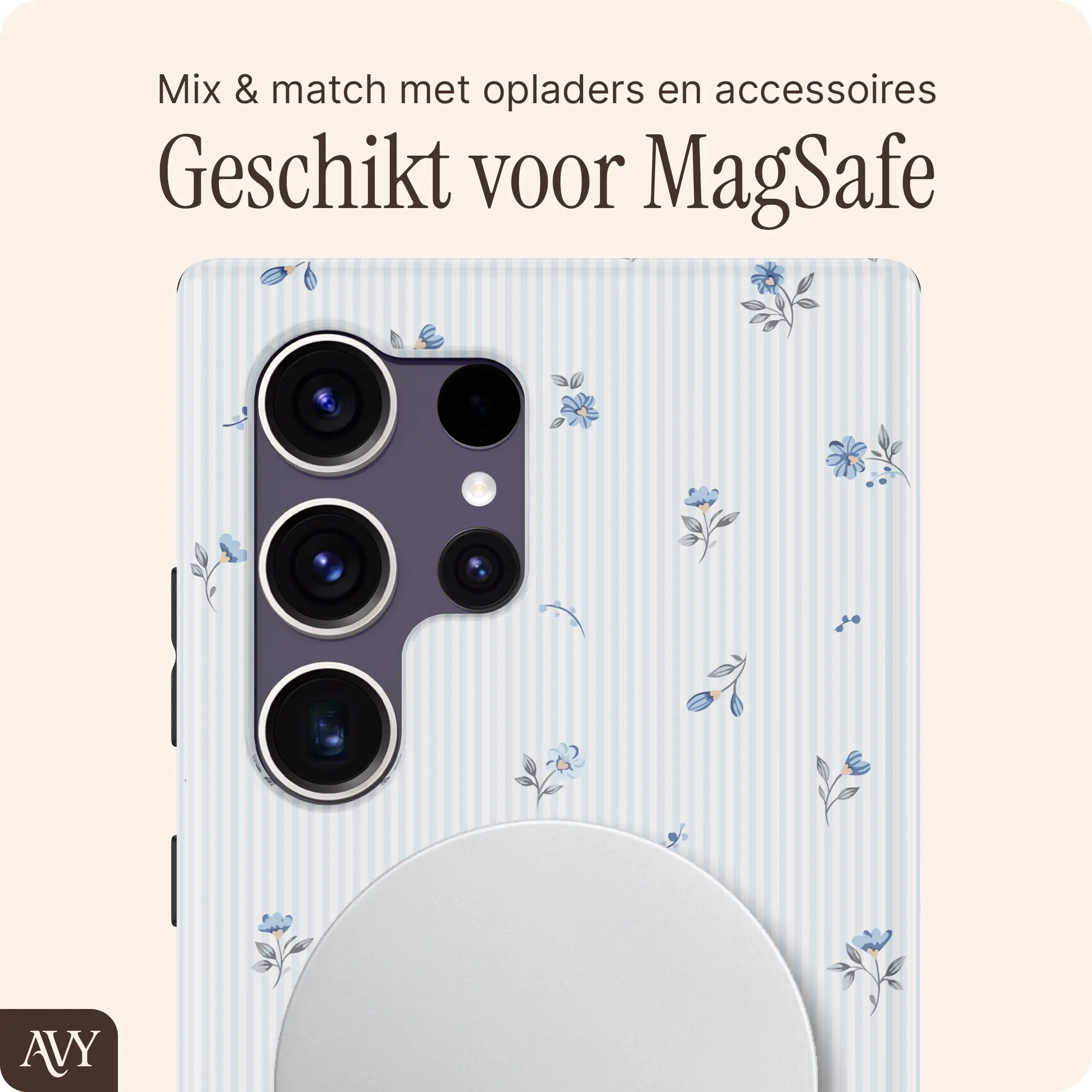 AVY Samsung Galaxy S24 Ultra Hoesje MagSafe Back Cover Sky Blossom afbeelding 6