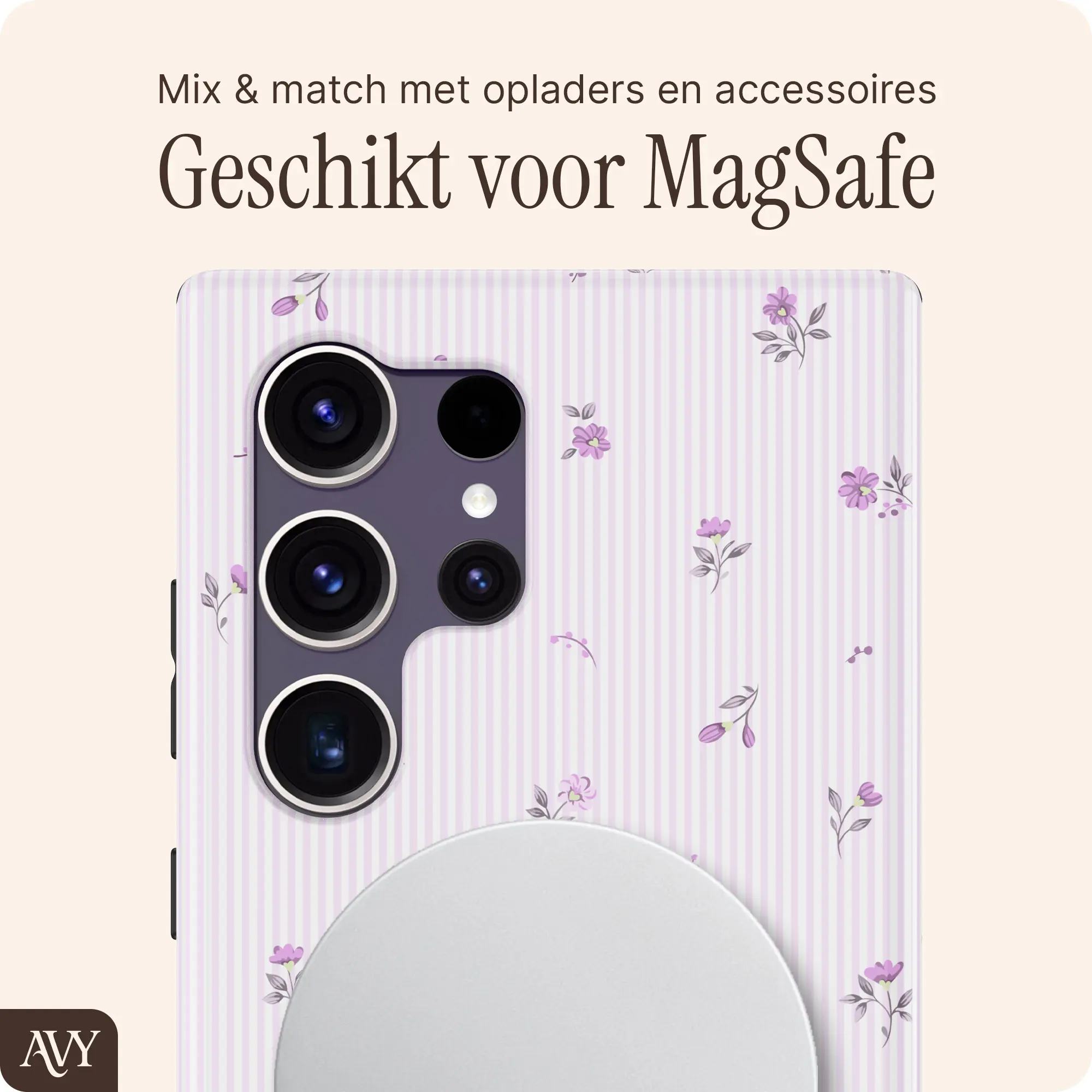 AVY Samsung Galaxy S24 Ultra Hoesje MagSafe Back Cover Lila Dream afbeelding 6