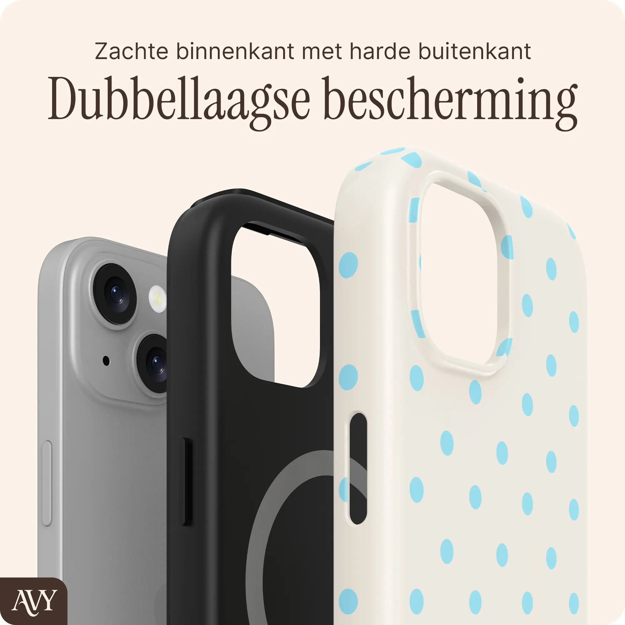 AVY Apple iPhone 15 Hoesje MagSafe Back Cover Riviera Dots afbeelding 6
