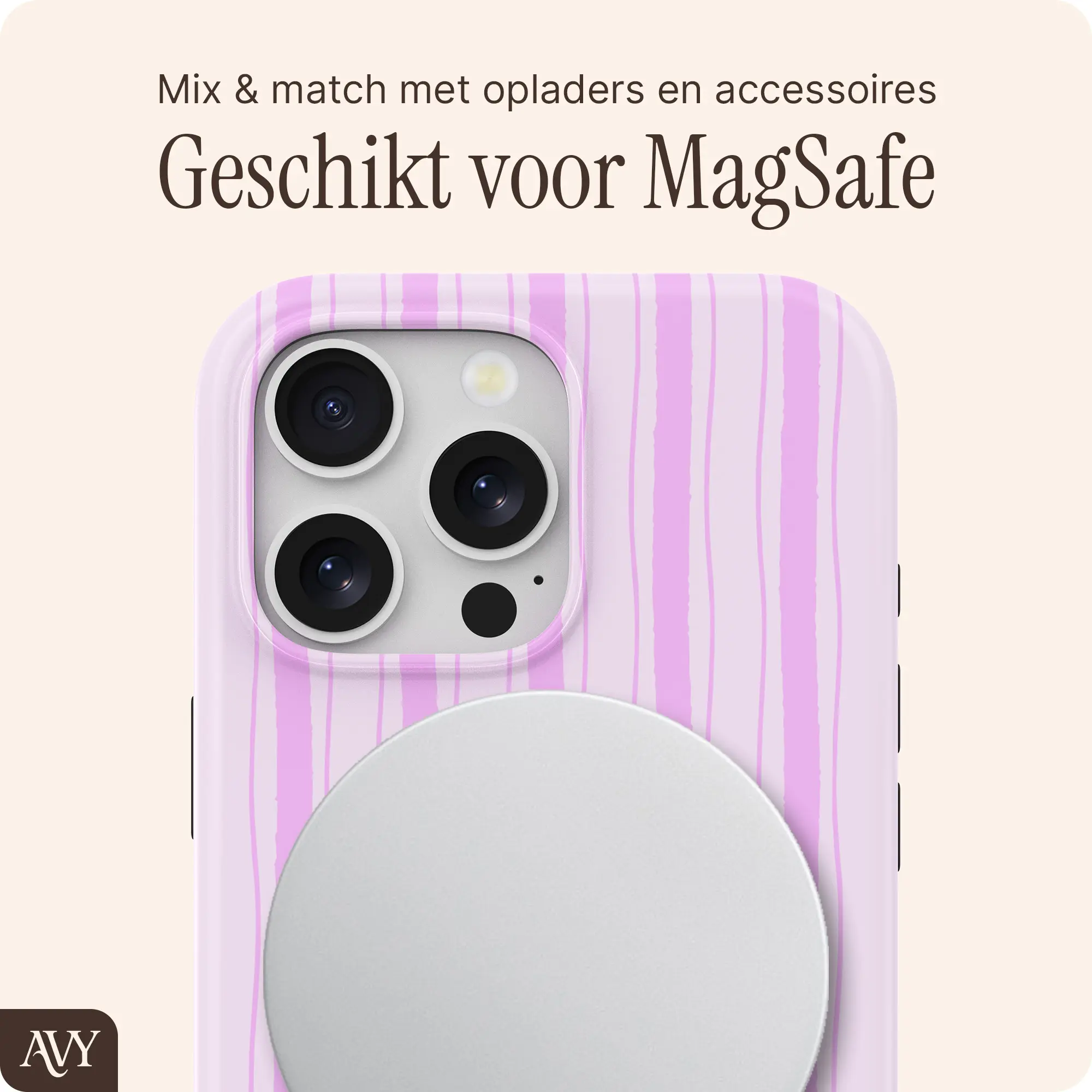 AVY Apple iPhone 15 Pro Hoesje MagSafe Back Cover Pink Horizon afbeelding 8