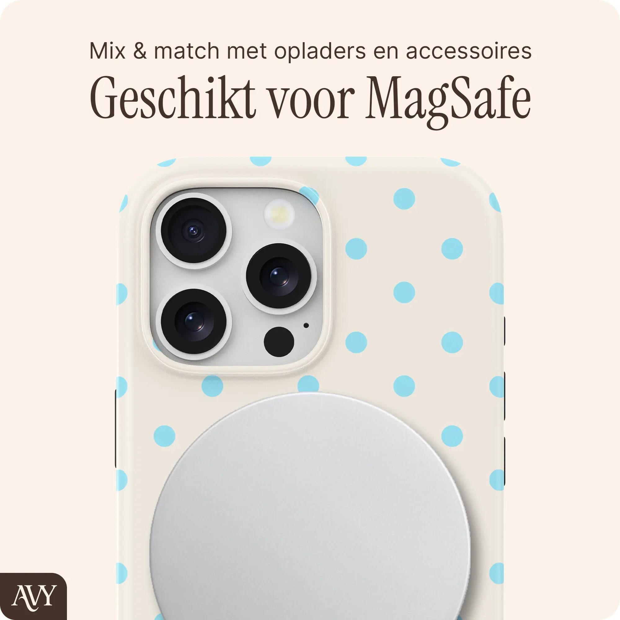 AVY Apple iPhone 15 Pro Hoesje MagSafe Back Cover Riviera Dots afbeelding 7