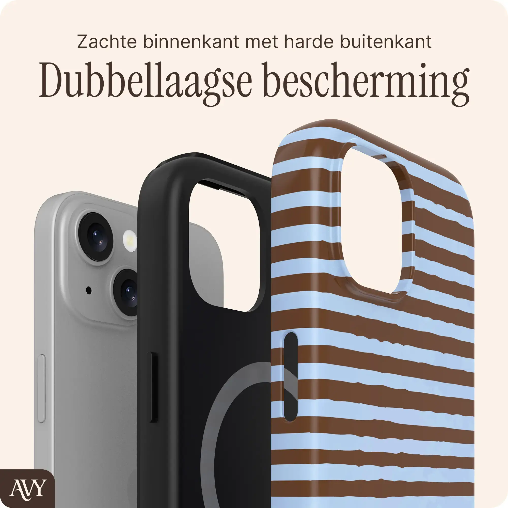 AVY Apple iPhone 14 / 13 Hoesje MagSafe Back Cover Ocean Latte afbeelding 5