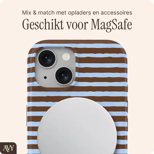 AVY Apple iPhone 14 / 13 Hoesje MagSafe Back Cover Ocean Latte afbeelding 6
