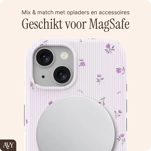 AVY Apple iPhone 14 / 13 Hoesje MagSafe Back Cover Lila Dream afbeelding 6