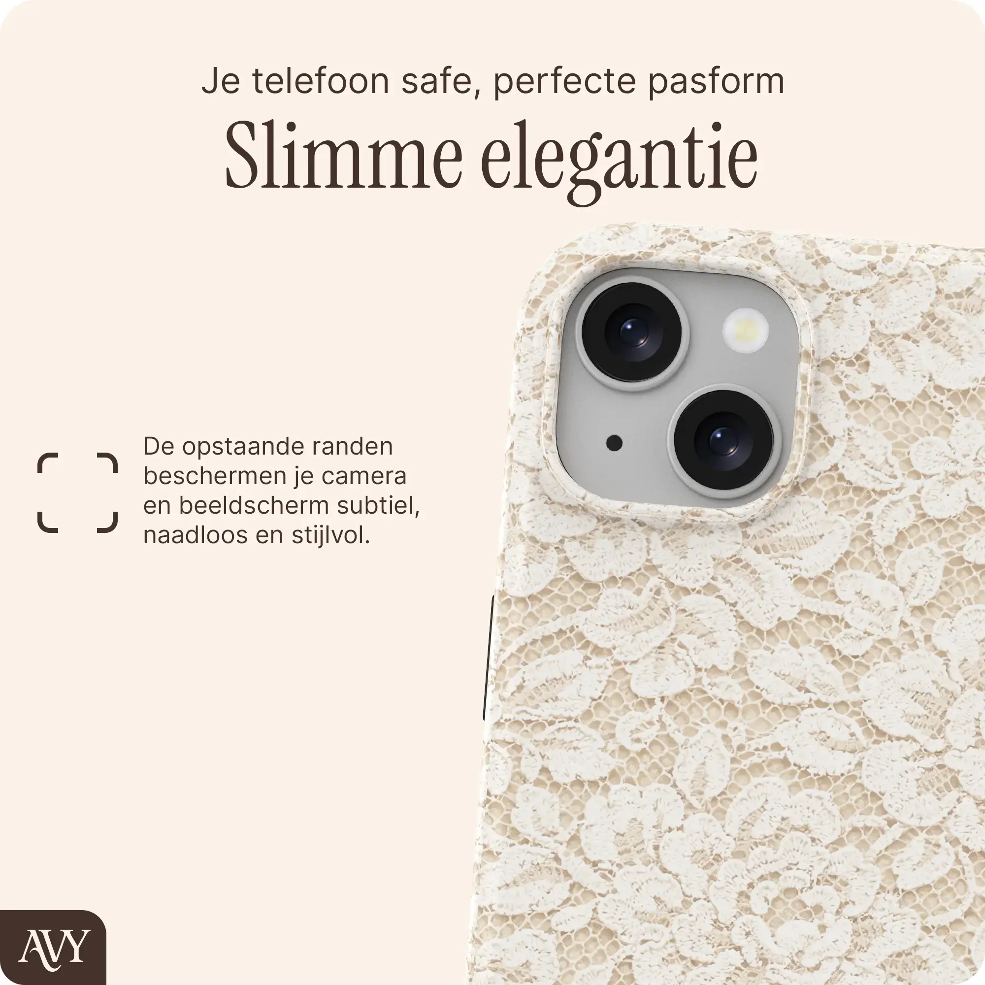 AVY Apple iPhone 14 / 13 Hoesje MagSafe Back Cover Vintage Lace afbeelding 8