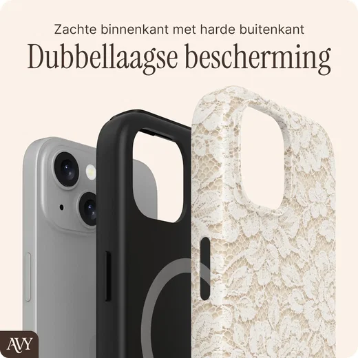 AVY Apple iPhone 14 / 13 Hoesje MagSafe Back Cover Vintage Lace afbeelding 5