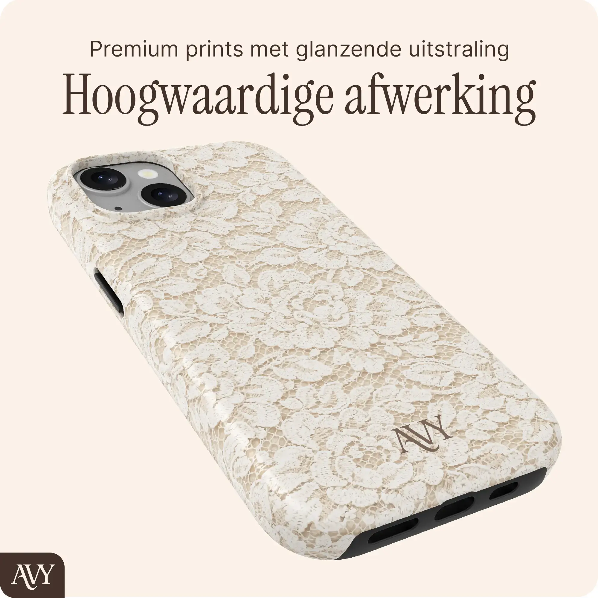 AVY Apple iPhone 14 / 13 Hoesje MagSafe Back Cover Vintage Lace afbeelding 9