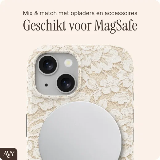 AVY Apple iPhone 14 / 13 Hoesje MagSafe Back Cover Vintage Lace afbeelding 6