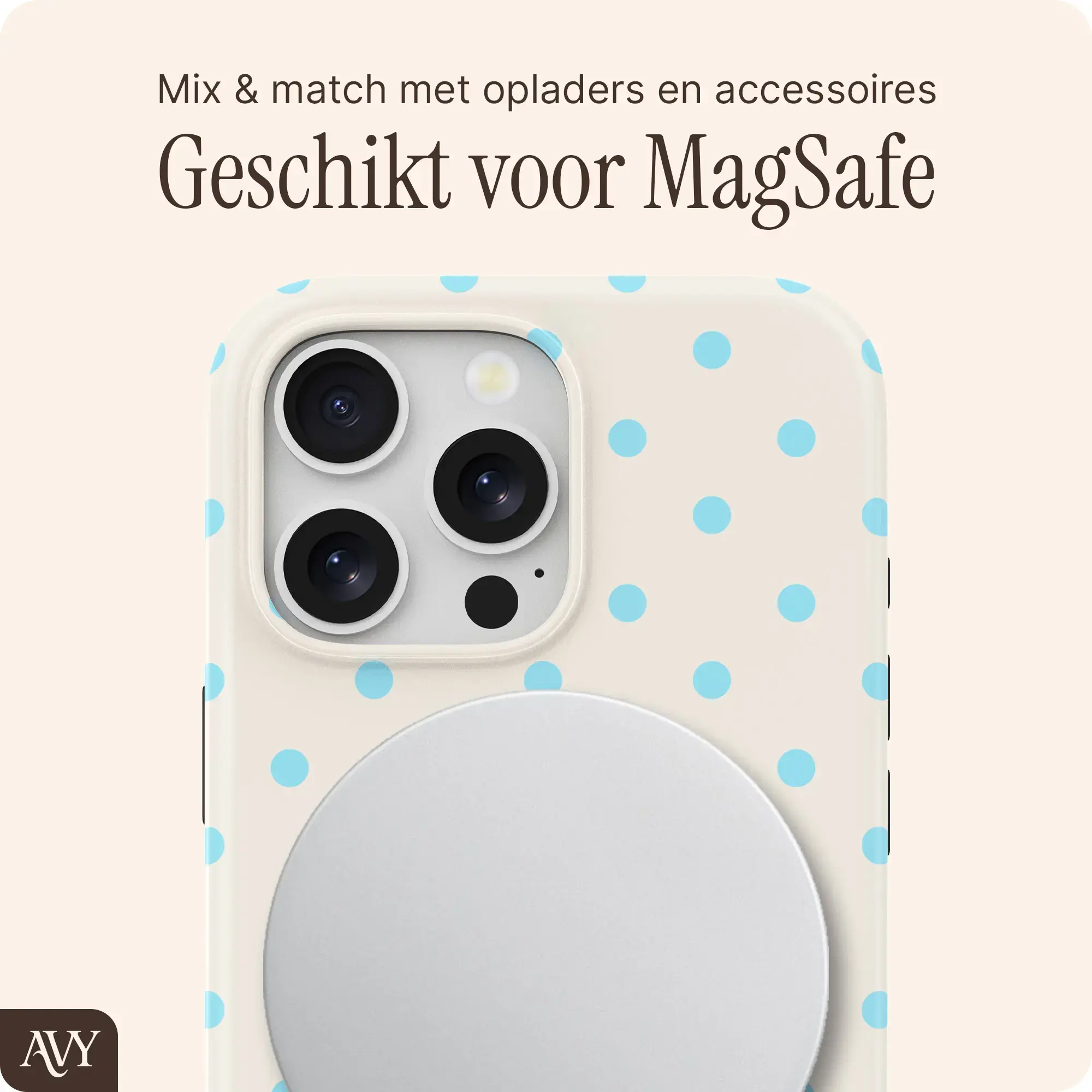 AVY Apple iPhone 14 Pro Hoesje MagSafe Back Cover Riviera Dots afbeelding 7