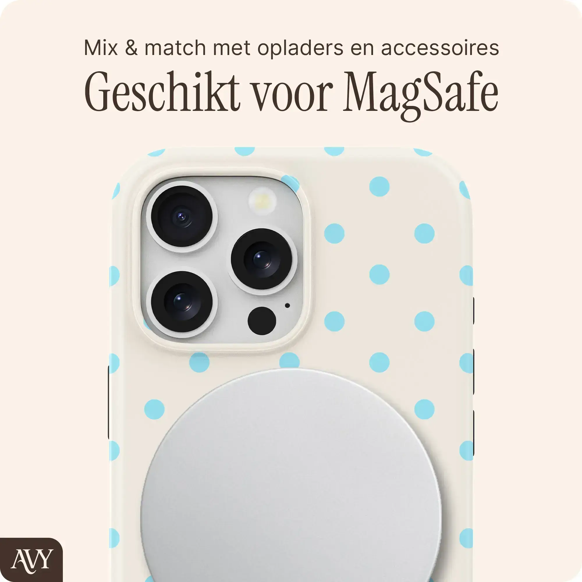 AVY Apple iPhone 12 / 12 Pro Hoesje MagSafe Back Cover Riviera Dots afbeelding 8
