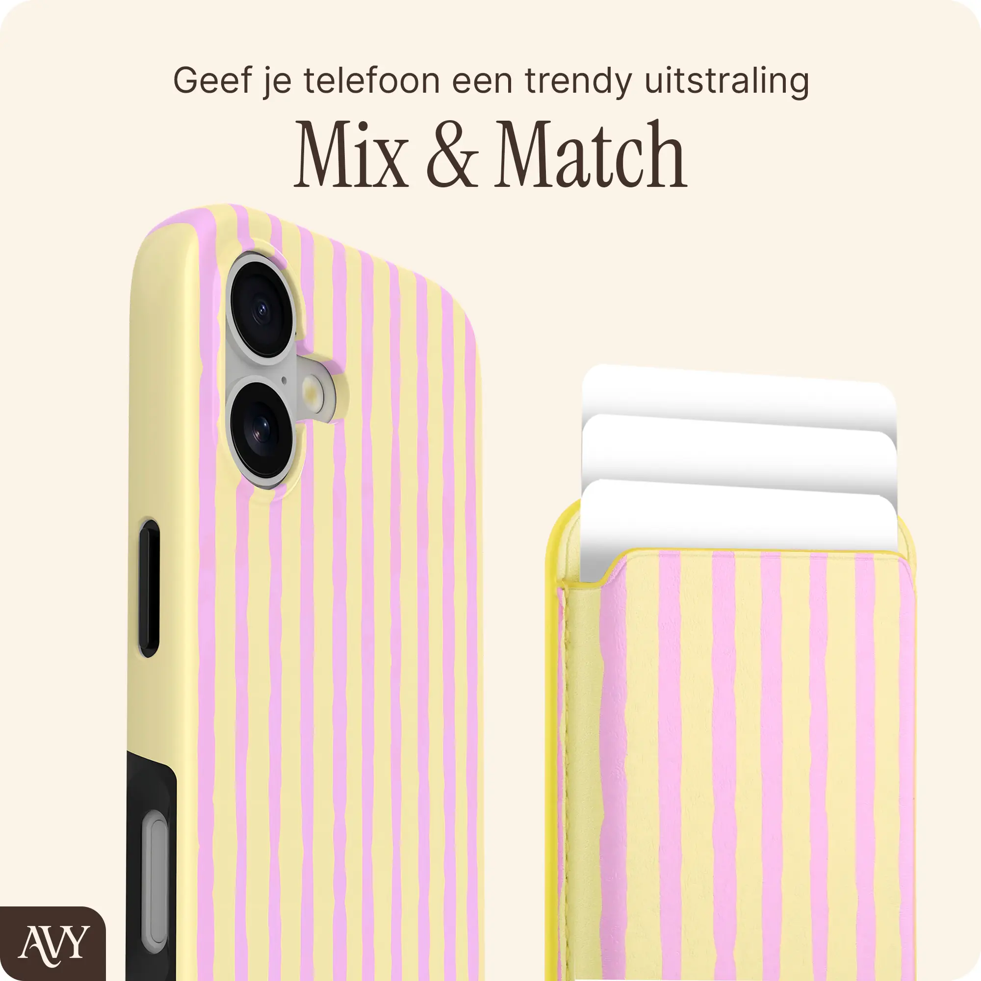 AVY Magnetische Wallet MagSafe Kaarthouder / Pasjeshouder Pink Lemonade afbeelding 4