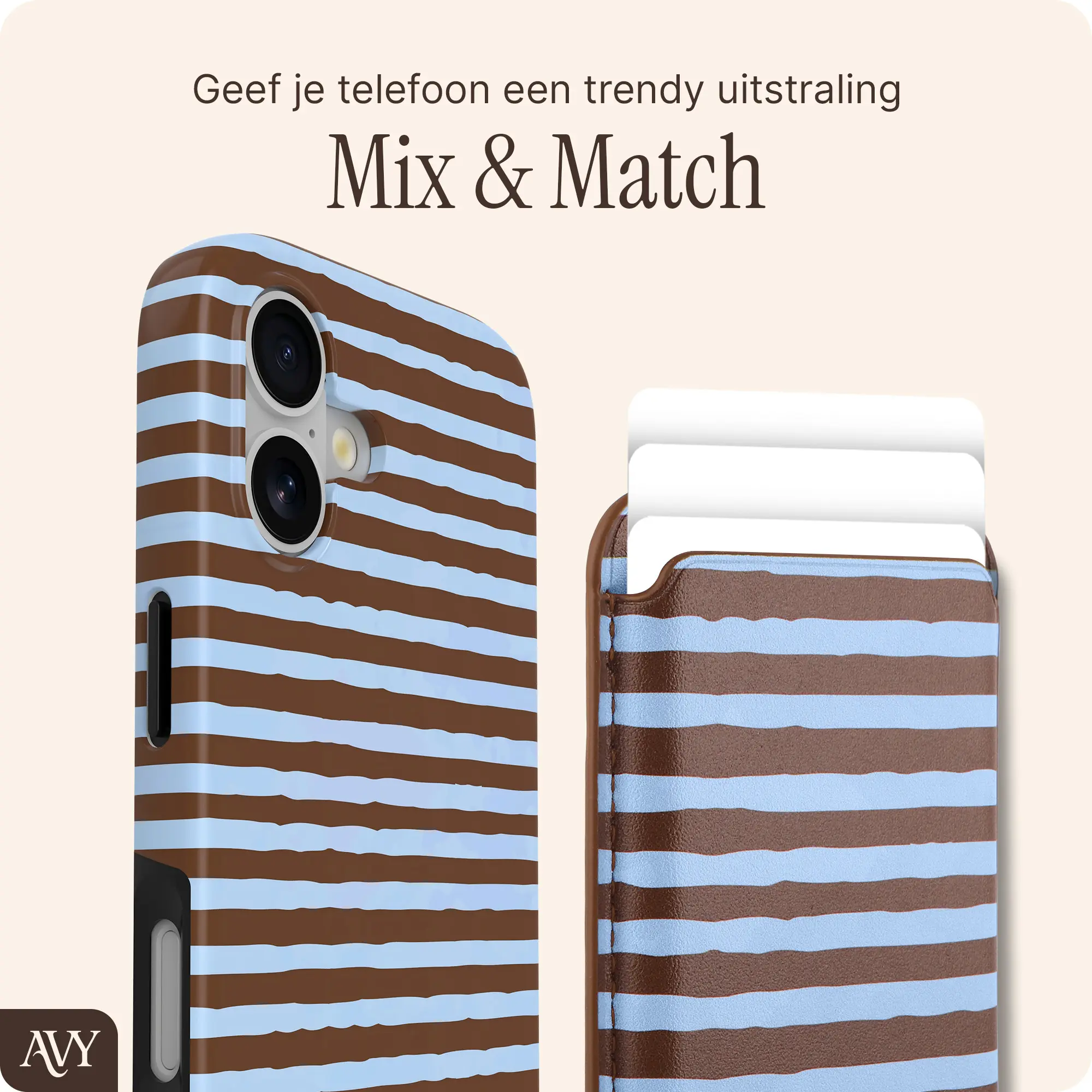 AVY Magnetische Wallet MagSafe Kaarthouder / Pasjeshouder Ocean Latte afbeelding 5