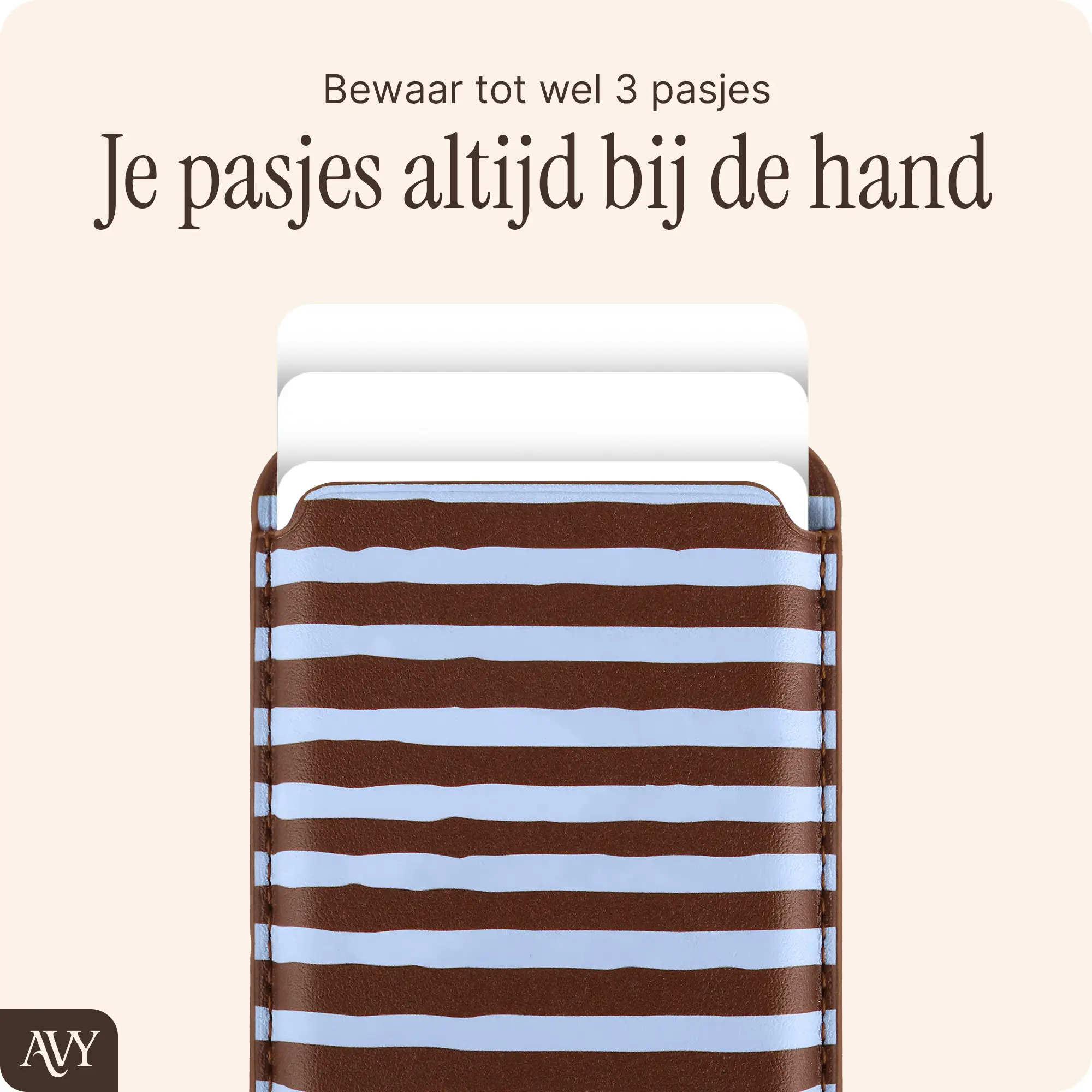 AVY Magnetische Wallet MagSafe Kaarthouder / Pasjeshouder Ocean Latte afbeelding 4