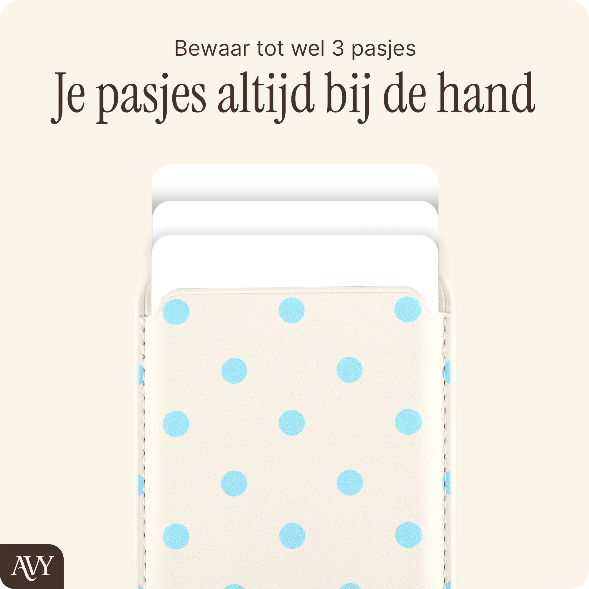 AVY Magnetische Wallet MagSafe Kaarthouder / Pasjeshouder Riviera Dots afbeelding 4