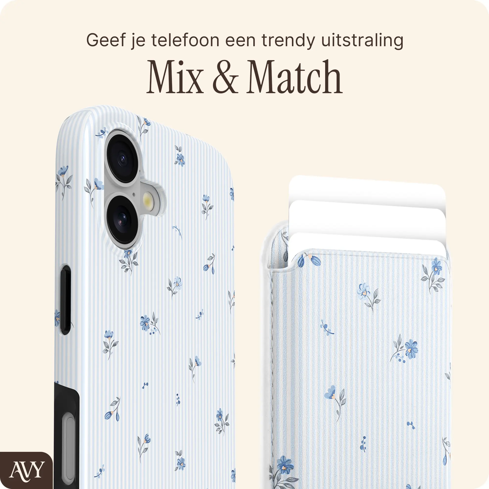 AVY Magnetische Wallet MagSafe Kaarthouder / Pasjeshouder Sky Blossom afbeelding 4