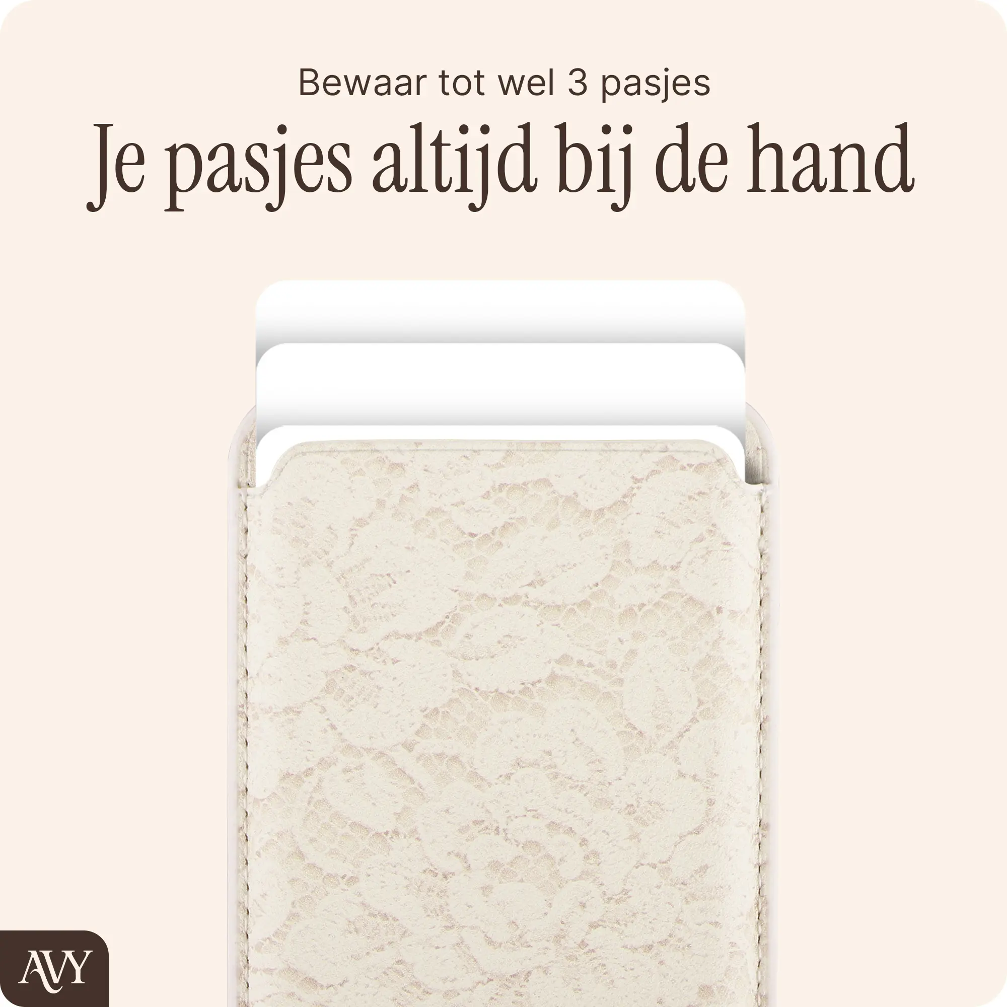 AVY Magnetische Wallet MagSafe Kaarthouder / Pasjeshouder Vintage Lace afbeelding 5