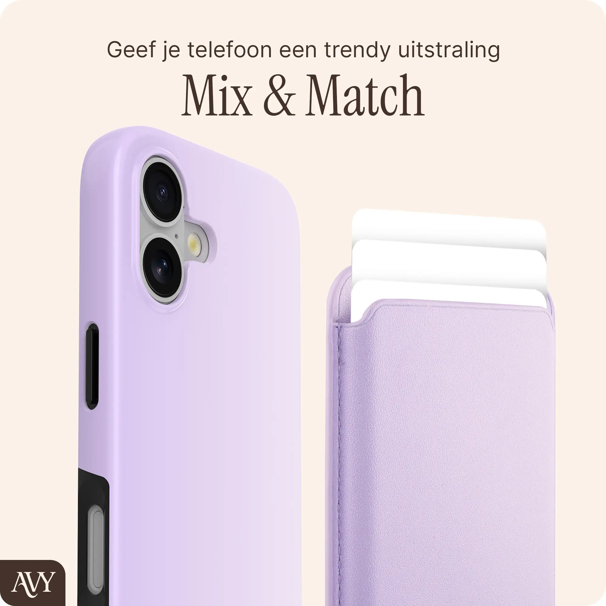 AVY Magnetische Wallet MagSafe Kaarthouder / Pasjeshouder Lavender Glow afbeelding 5