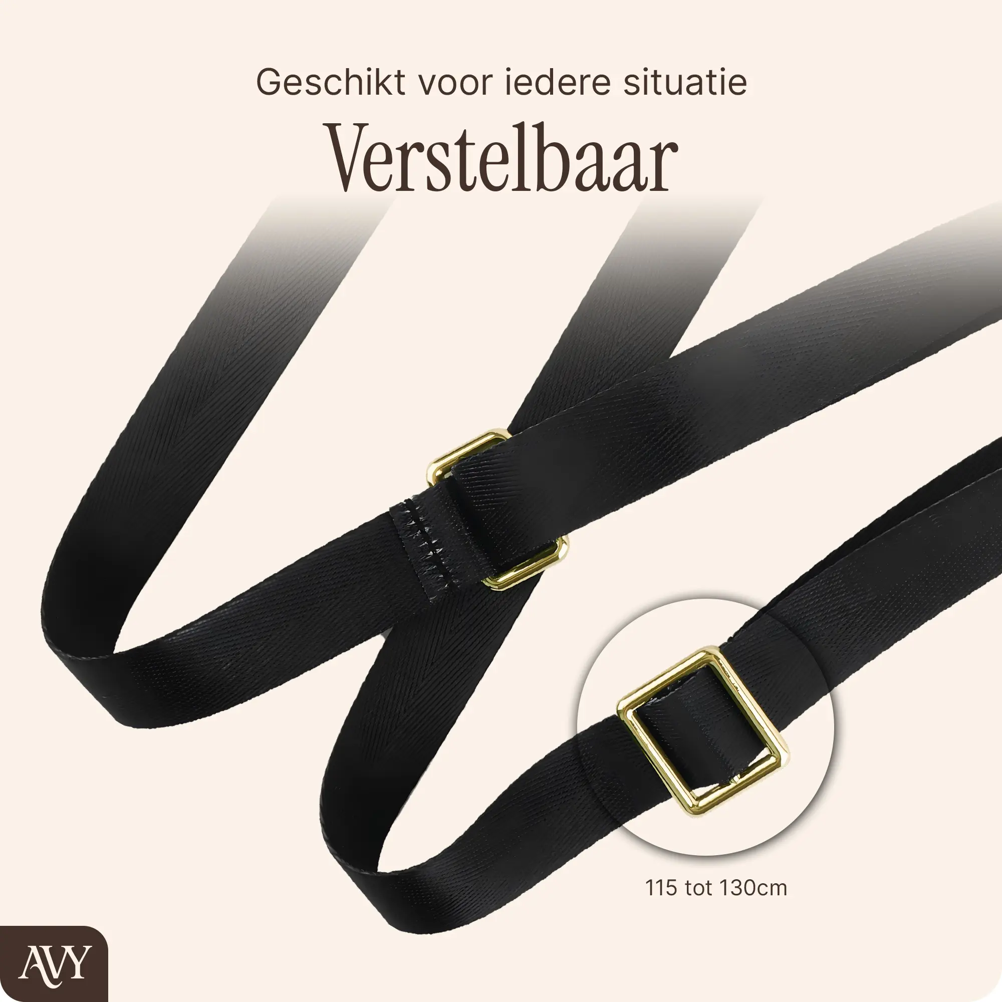 AVY Verstelbaar Nylon Crossbody Telefoonkoord (130CM) Black afbeelding 3